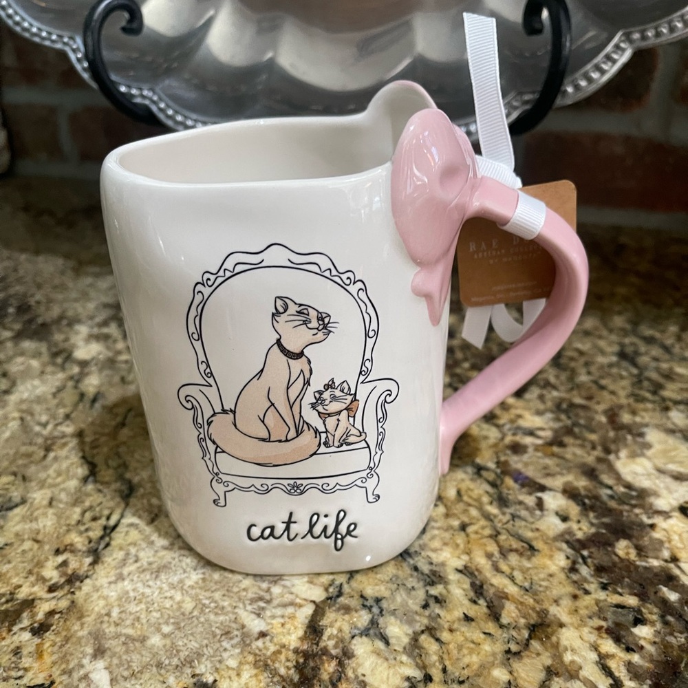 Rae Dunn Disney Aristocats Marie bow handle 19.5 oz mug - Brand new!  CAT LIFE
